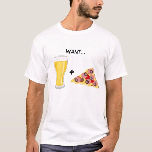 Bier en pizza t-shirt (Voorkant)