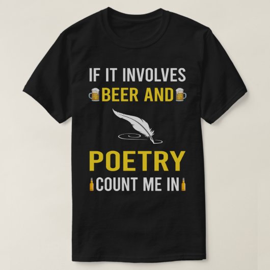 Bier en poëzie gedicht t-shirt (Design voorkant)