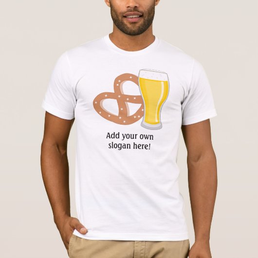 Bier en pretzel:  slogan t-shirt (Voorkant)