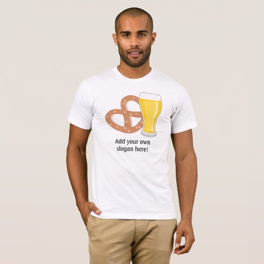 Bier en pretzel:  slogan t-shirt (Voorkant volledig)