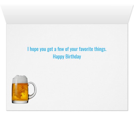 Bier- en pretzels Birthday Card (Binenzijde Horizontaal (Onderkant))
