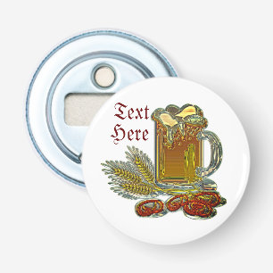 Bier en pretzels oktoberfest kroeg bar button flesopener