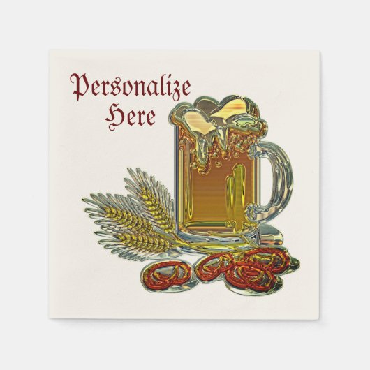 Bier en pretzels oktoberfest kroeg bar  servet (Voorkant)