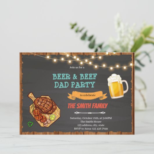 Bier- en rundvleespap-partij kaart (Staand voorkant)