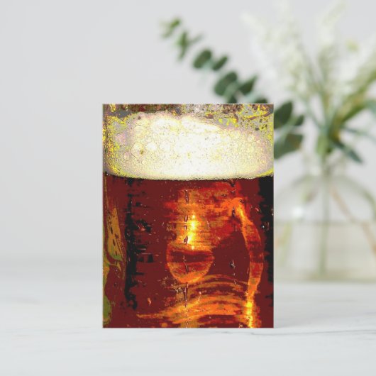 Bier en schuim briefkaart (Staand voorkant)