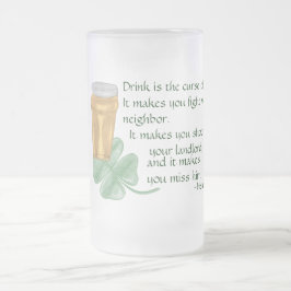 Bier en shamrock/Iers Gezegde Matglas Bierpul
