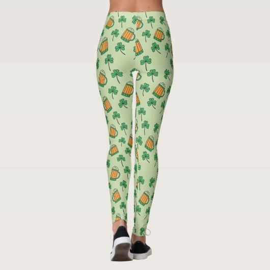 Bier en Shamrock Patroon St Patrick's Day Leggings (Achterkant)
