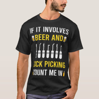Bier en slot plukken plukker lockpicking lock t-shirt