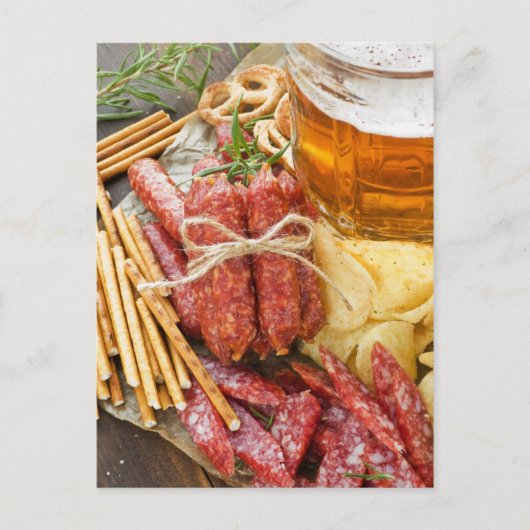 Bier en snacks briefkaart (Voorkant)
