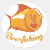 Bier en Vist Ronde Sticker (Voorkant)