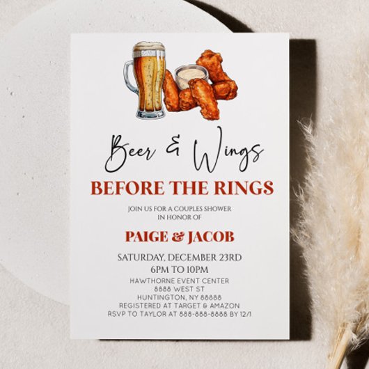 Bier en vleugels voor ringen bruiloft koppels douc kaart