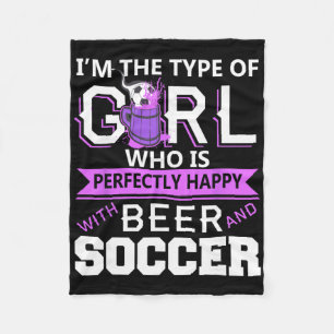 Bier En Voetbal Vrouwelijke Humor Pret Fan Sportie Fleece Deken