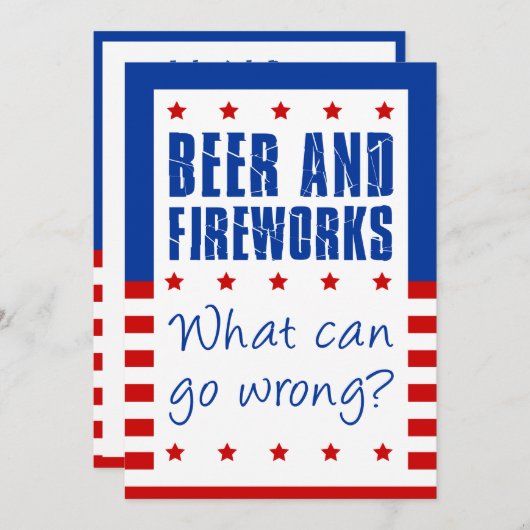 Bier en Vuurwerk 4 juli Grappige Uitnodiging (Voorkant / Achterkant)