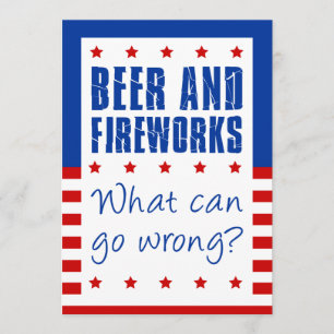 Bier en Vuurwerk 4 juli Grappige Uitnodiging