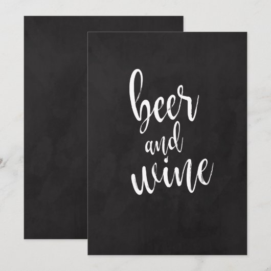 Bier en wijn Betaalbaar bord voor het huwelijk Kaart (Voorkant / Achterkant)