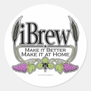 Bier en wijn brouwen ronde sticker