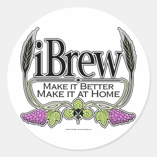 Bier en wijn brouwen ronde sticker (Voorkant)