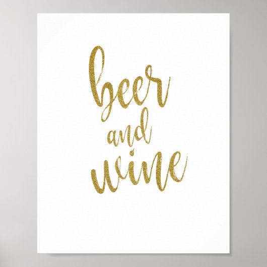 Bier en wijn Glitter 8x10 Wedding Sign Poster (Voorkant)