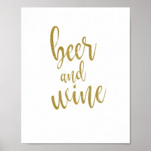 Bier en wijn gouden glinsterend 8x10 trouwbord poster