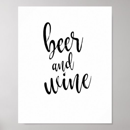 Bier en Wijn Zwart en White 8x10 Wedding Sign Poster (Voorkant)