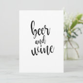 Bier en Wijn Zwart en Wit Betaalbaar Bord Kaart (Staand voorkant)