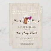Bier- en wijnverf en Pinot Housewarming Party Kaart (Voorkant / Achterkant)