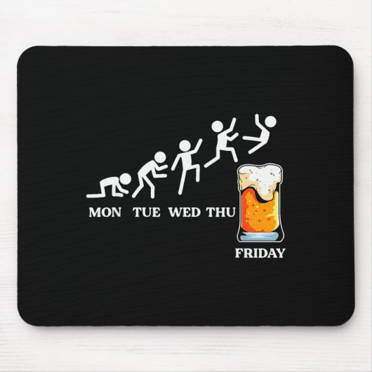Bier evolutie week vrijdag grappig muismat (Voorkant)