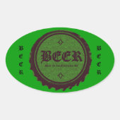 Bier Fles Pet Green Ovale Sticker (Voorkant)