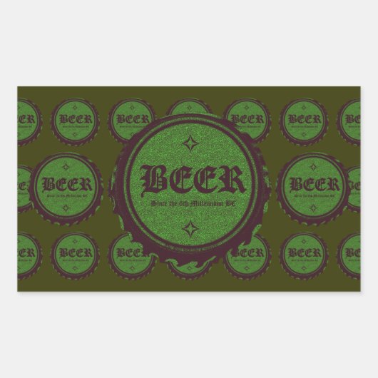 Bier Fles Pet Green Rechthoekige Sticker (Voorkant)