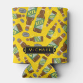 Bier flespatroon met bubbels Retro met naam Blikjeskoeler (Achterkant)