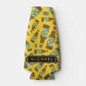 Bier flespatroon met bubbels Retro met naam Flesjeskoeler (Voorkant)