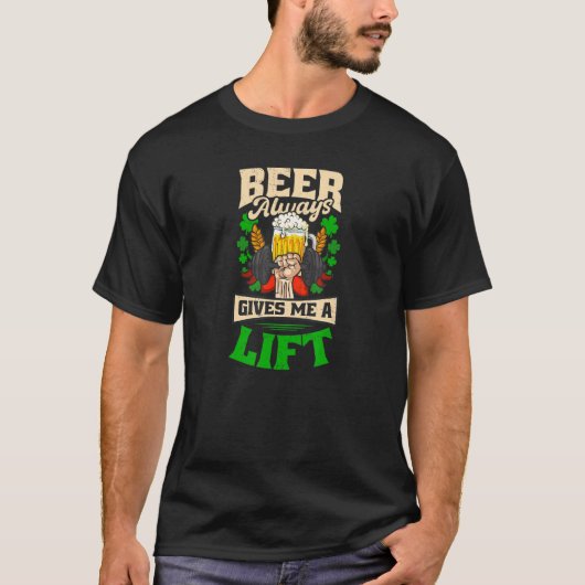 Bier geeft me een lift St Patricks gewichtheffen T-shirt (Voorkant)