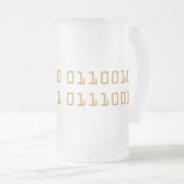 Bier geschreven in binaire code frosted stein matglas bierpul (Voorkant rechts)