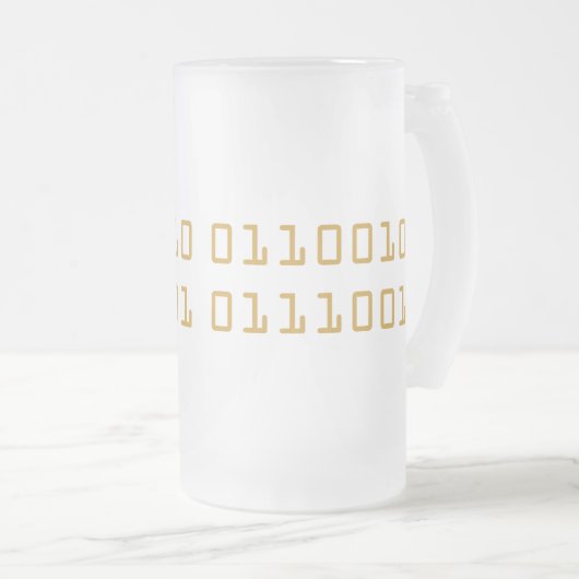 Bier geschreven in binaire code frosted stein matglas bierpul (Voorkant rechts)
