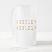 Bier geschreven in binaire code frosted stein matglas bierpul (Voorkant links)