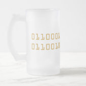 Bier geschreven in binaire code frosted stein matglas bierpul (Links)