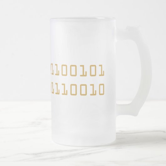 Bier geschreven in binaire code frosted stein matglas bierpul (Rechts)