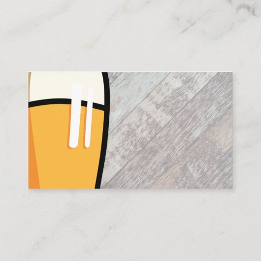 Bier Glas | Houten planken achtergrond Visitekaartje (Achterkant)