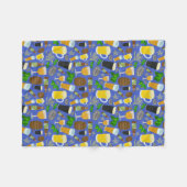 Bier Glass Bottle Hops Barley Pattern Blue Brewery Fleece Deken (Voorkant (Horizontaal))