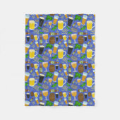 Bier Glass Bottle Hops Barley Pattern Blue Brewery Fleece Deken (Voorkant)