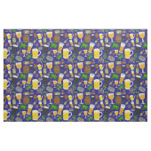 Bier Glass Bottle Hops en Barley Pattern Blue Stof (Yard (91,4 cm))