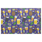 Bier Glass Bottle Hops en Barley Pattern Blue Stof (Fat Quarter)