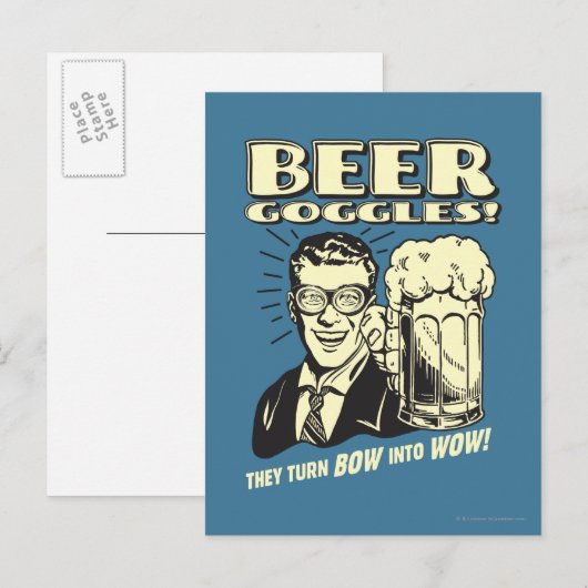 Bier Goggles: Bow omgooien Briefkaart (Voorkant / Achterkant)