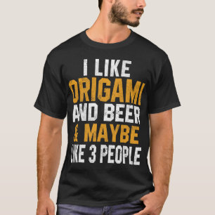 Bier Grappig Ik hou van origami en bier vouwpapier T-shirt