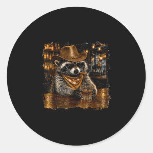 Bier grappige wasbeer western 4 juli jubileum ronde sticker