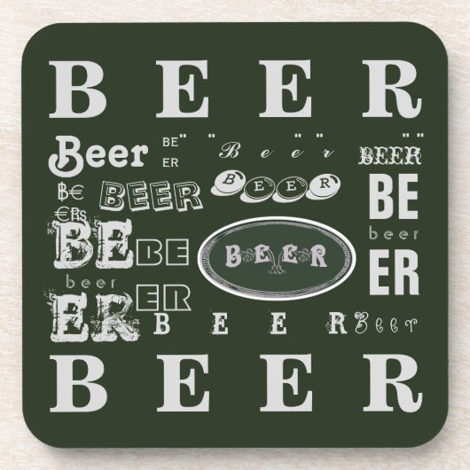 Bier-Groen en Witte Collage Bier Onderzetter (Voorkant)