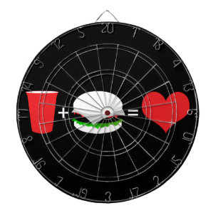 bier + hamburger = liefde dartbord