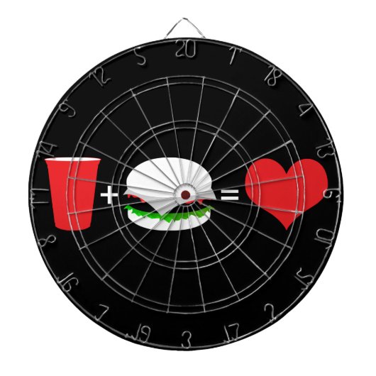 bier + hamburger = liefde dartbord (Voorkant)