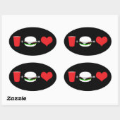 bier + hamburger = liefde ovale sticker (Vel)