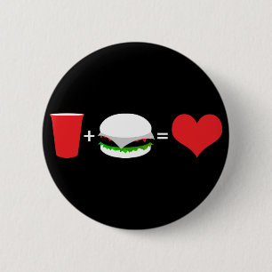bier + hamburger = liefde ronde button 5,7 cm